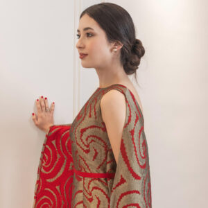 Gold and Red Swirl Pattern Gown