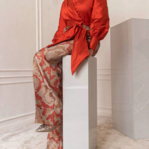 Wrap Top with Embellished Trousers