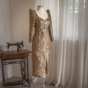 Gold Metallic Long-Sleeve Dress