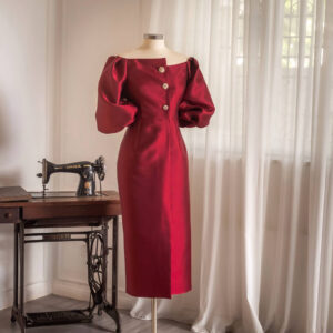 Red Puff Sleeve Dress
