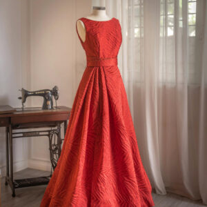 Textured Sleeveless Ball Gown